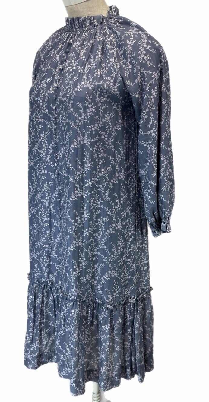 Gemma Albright Modest Prairie Dress Blue Floral Cottagecore Boho Midi Ruffle 4